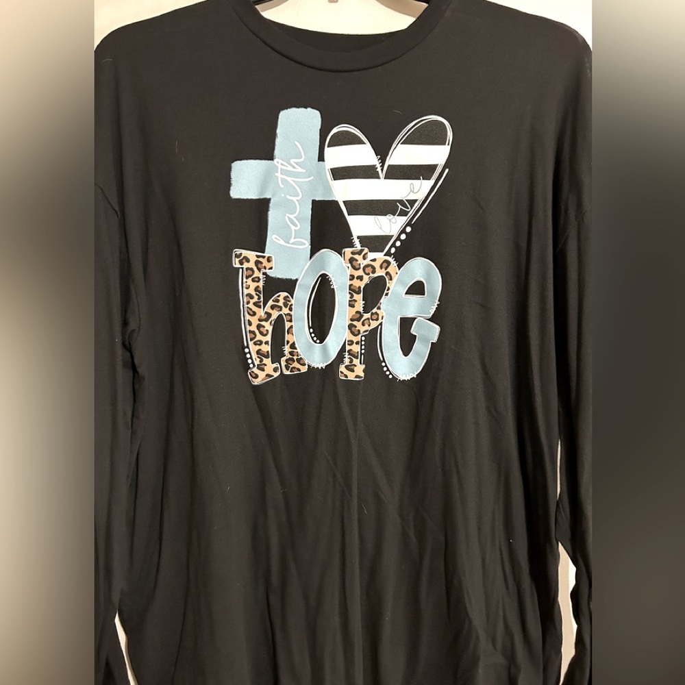 Black Long Sleeve Faith Hope Graphic Tee